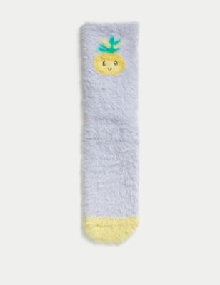 M&S Womens Cosy Pineapple Slipper Socks - 6-8 - Lilac, Lilac