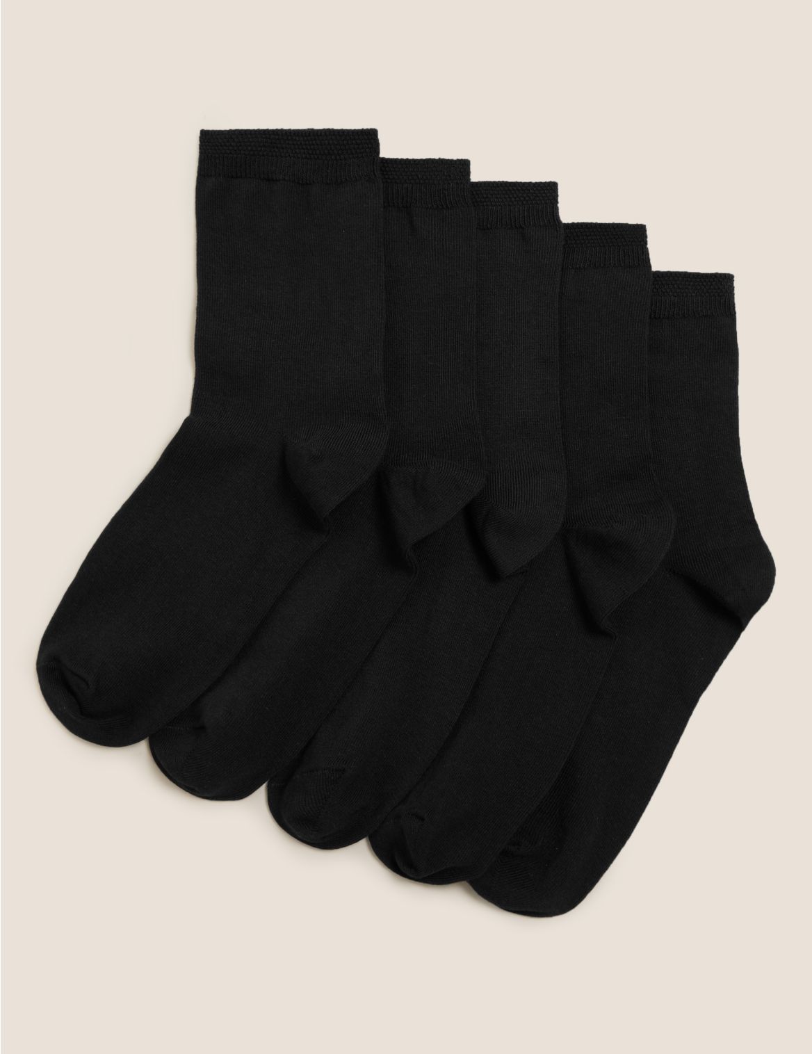 5pk Cotton Rich Ankle High Socks black