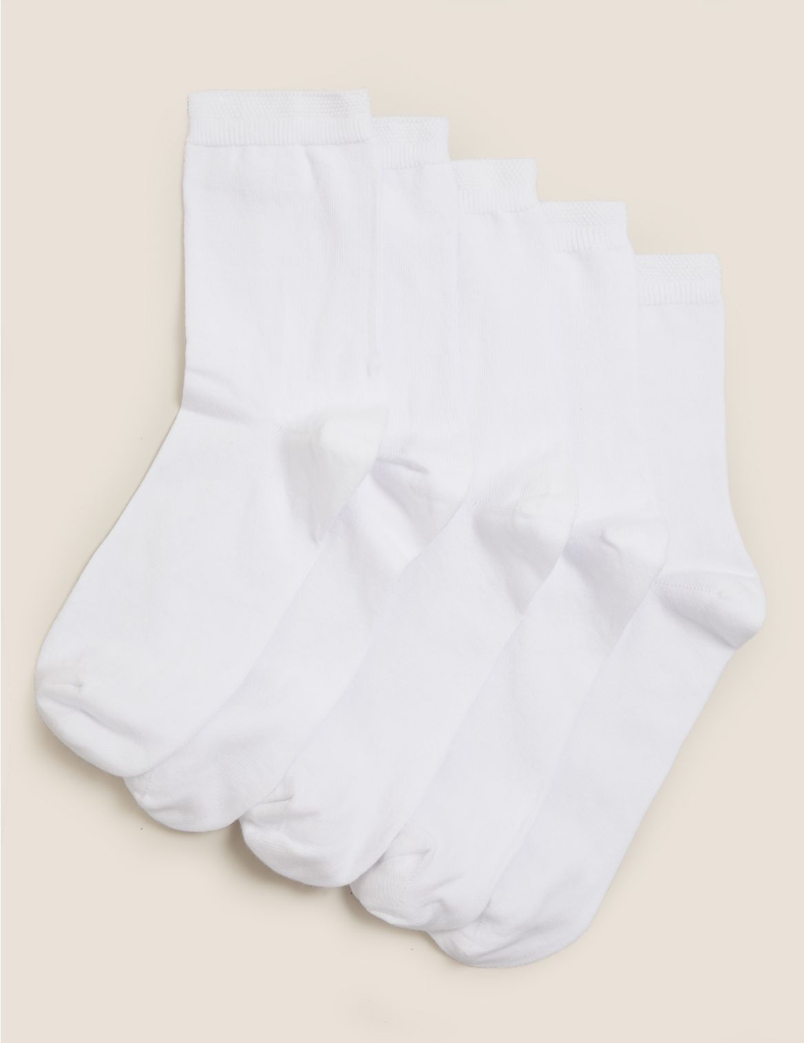 5pk Cotton Rich Ankle High Socks white