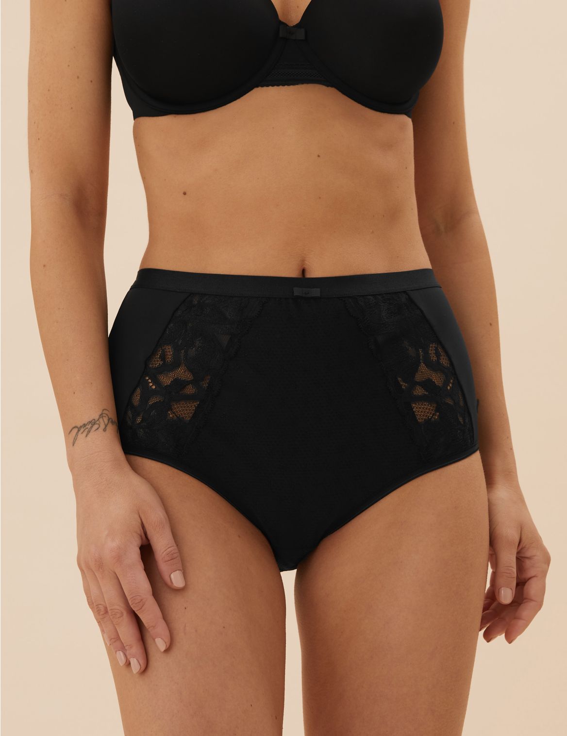 Wild Blooms Lace High Waisted Full Briefs black