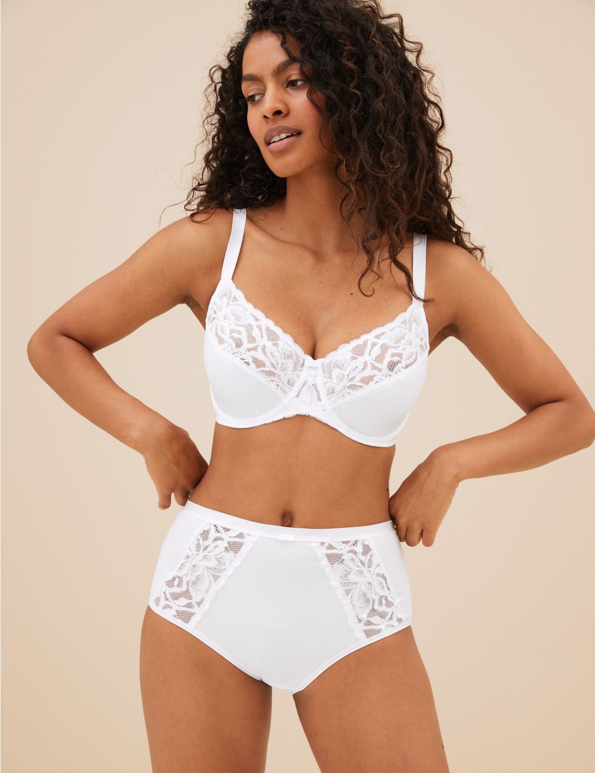 Wild Blooms Lace High Waisted Full Briefs white