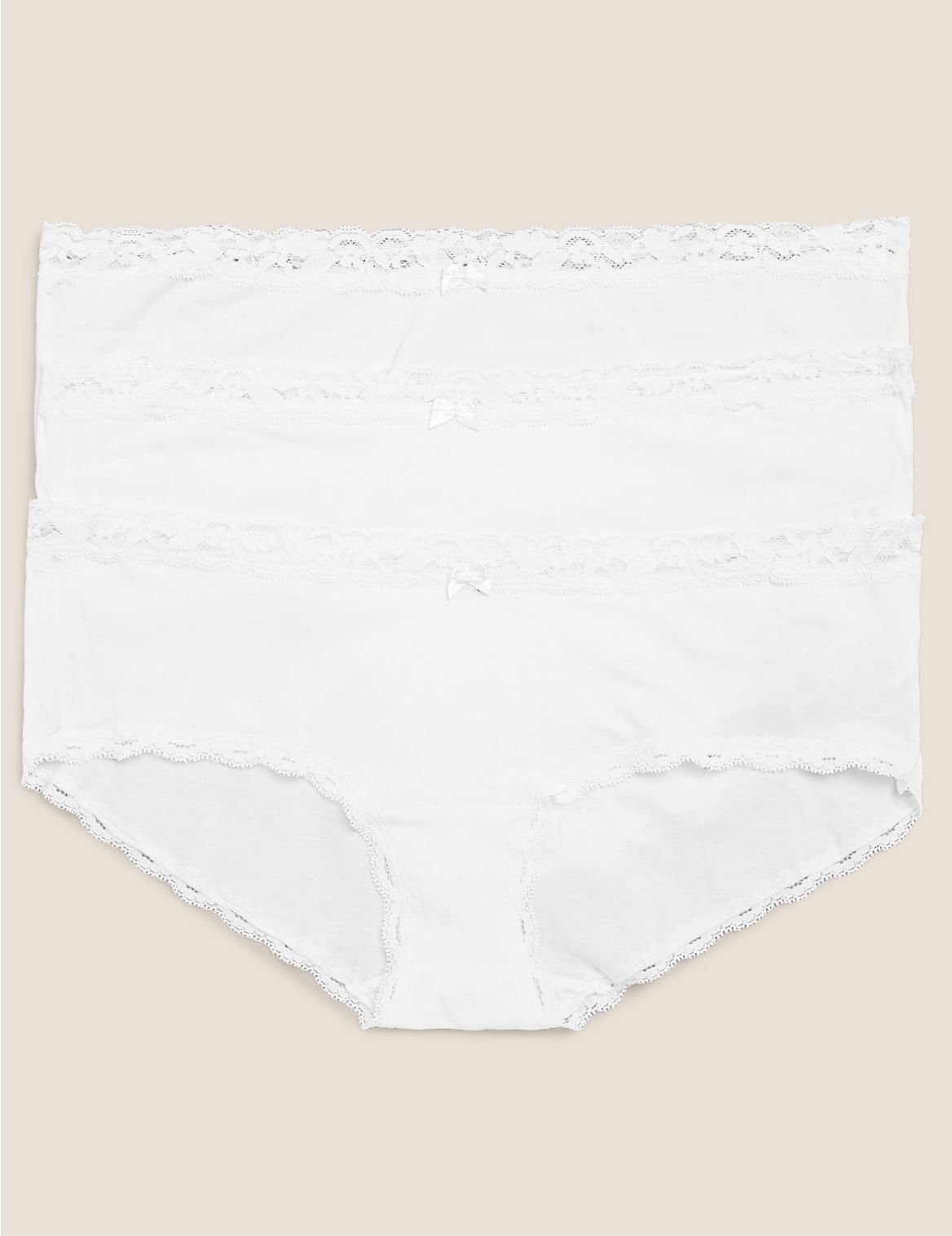 3pk Cotton Lycra&reg; & Lace Shorts white