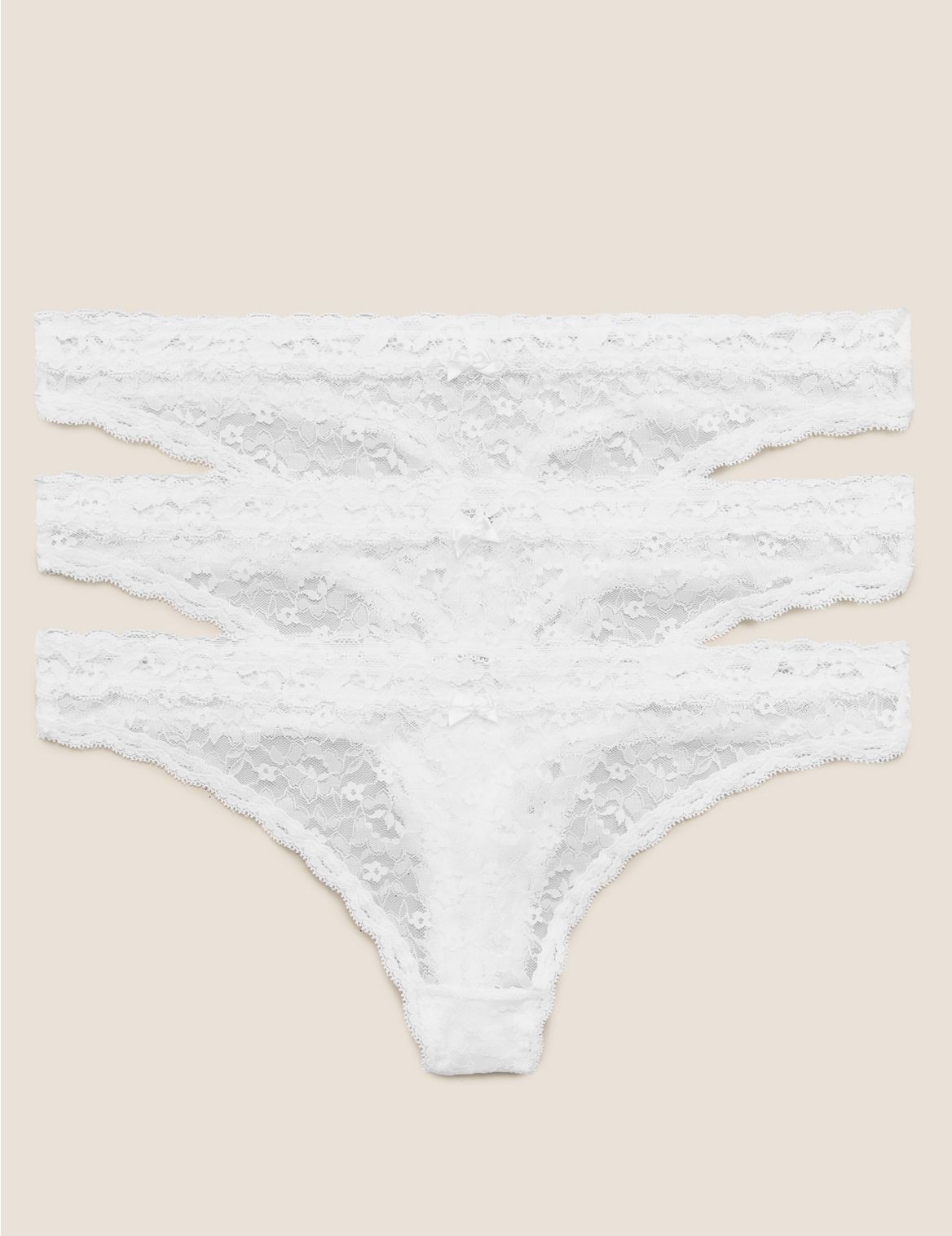 3pk Lace Thongs white