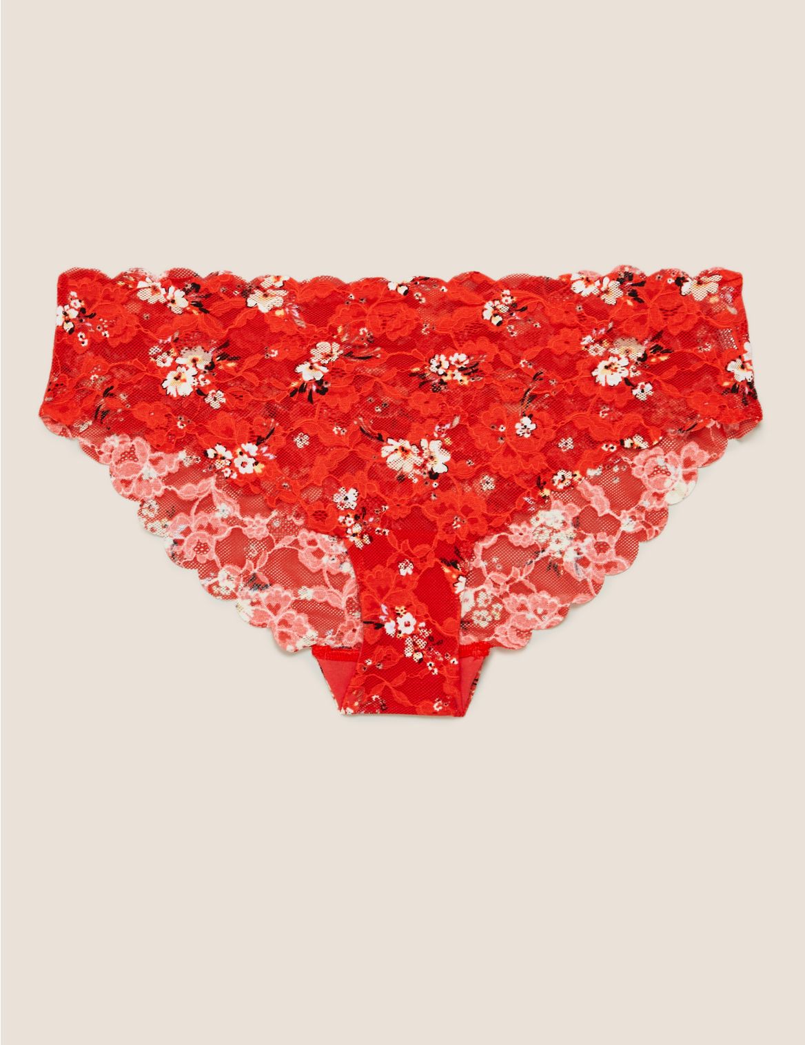 Lace Floral Brazilian Knickers red