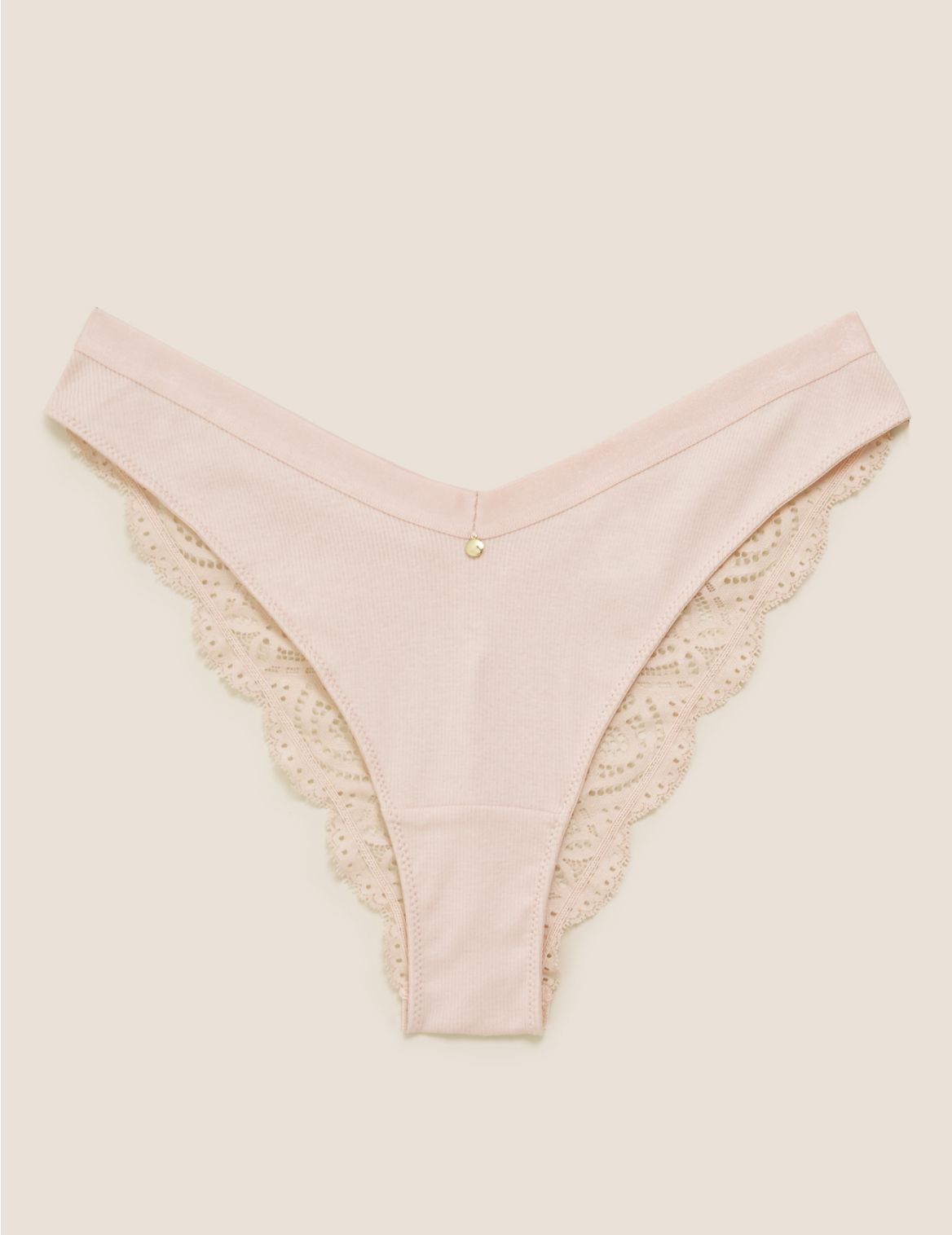 Cotton & Lace Ribbed Miami Knickers pink