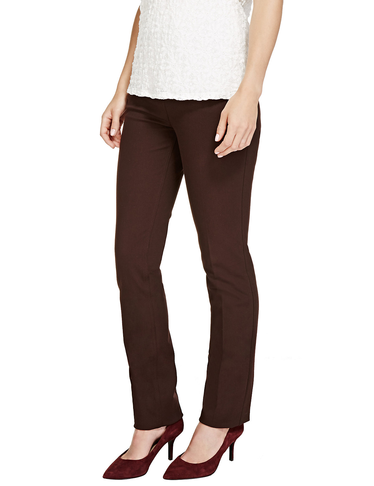 Ladies Slim Leg Tailored Trousers, Side Fastening, Stretch Trousers
