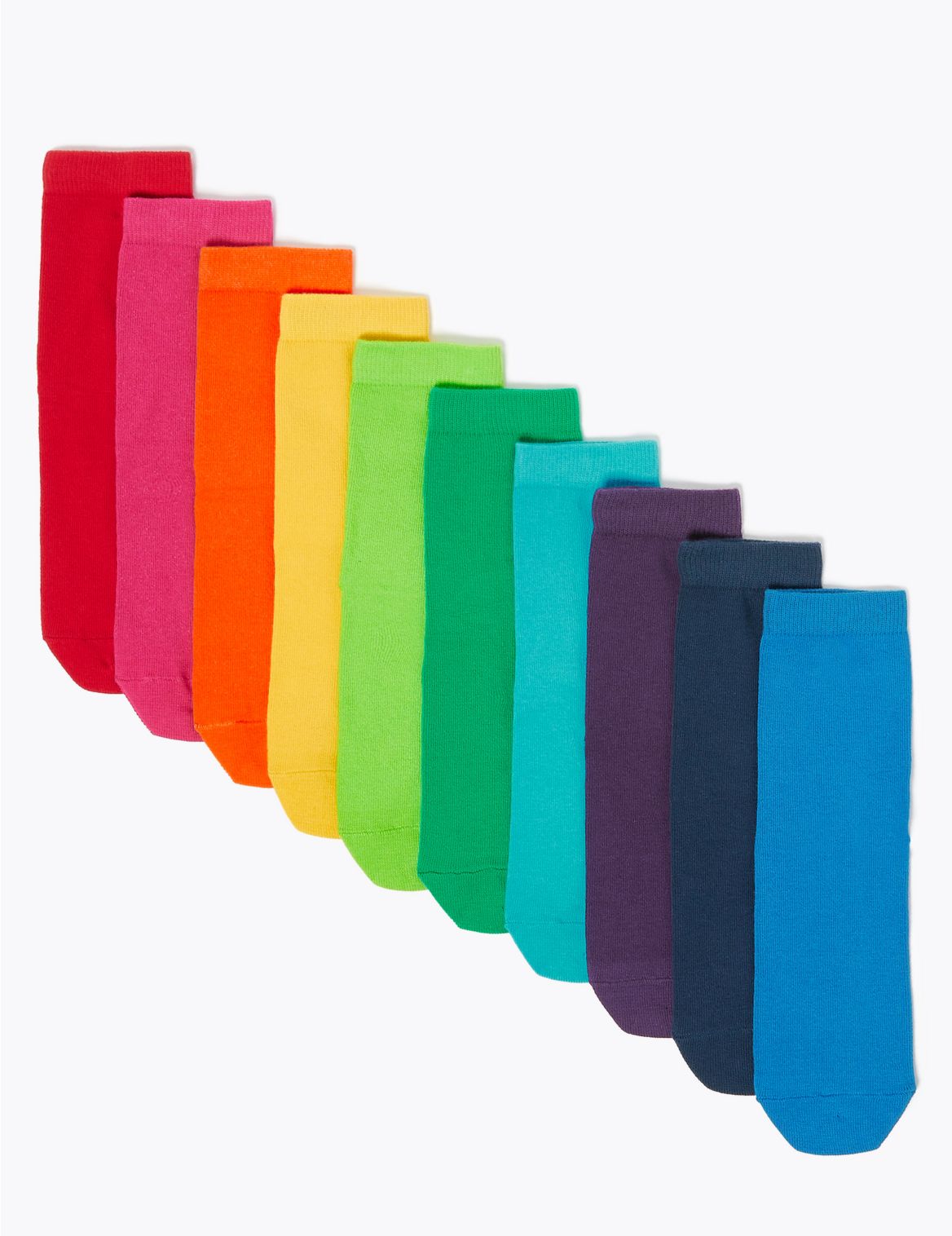 10pk Cotton Rich Rainbow Socks multi-coloured
