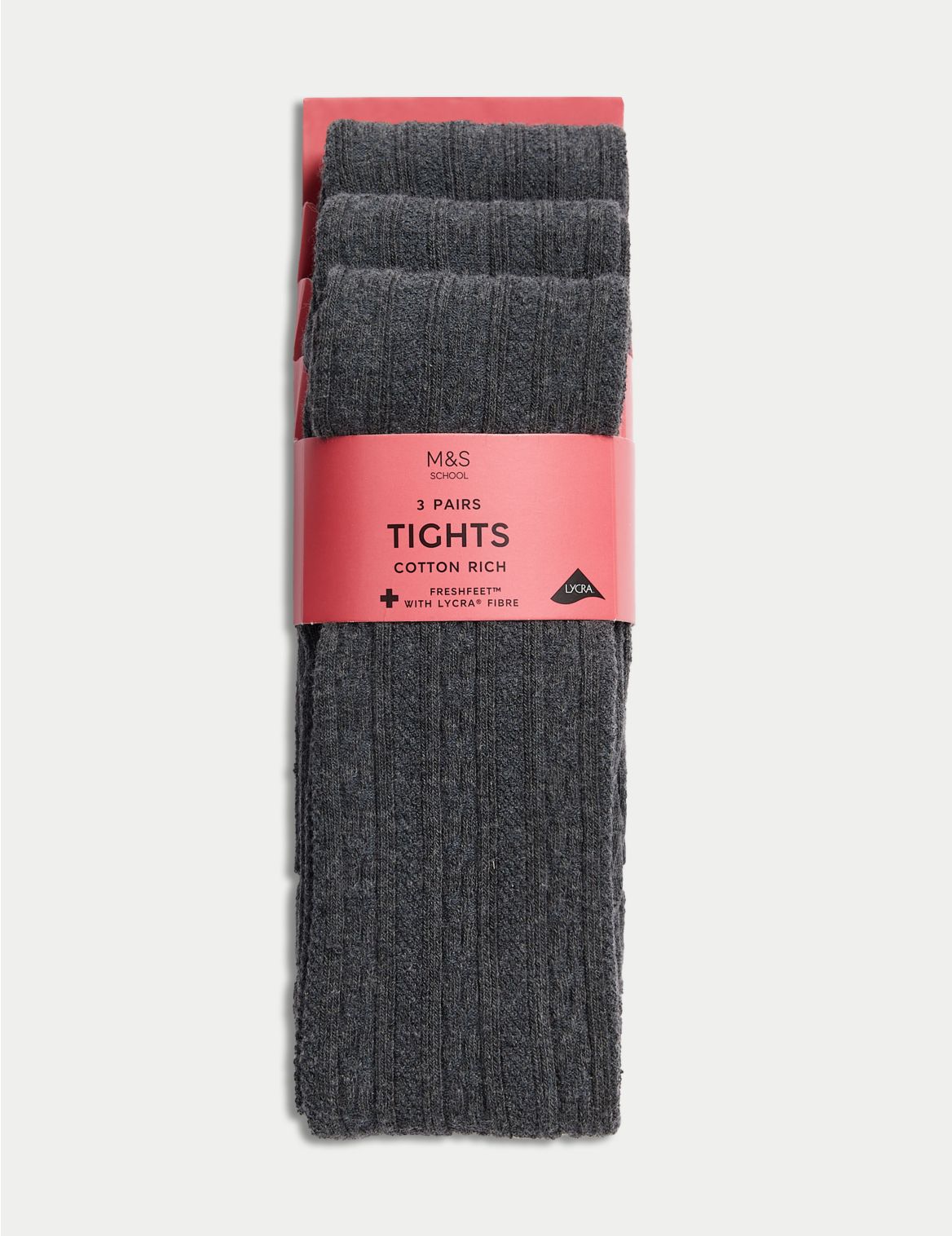 3pk of Cable Knit Tights (4-14 Yrs) grey