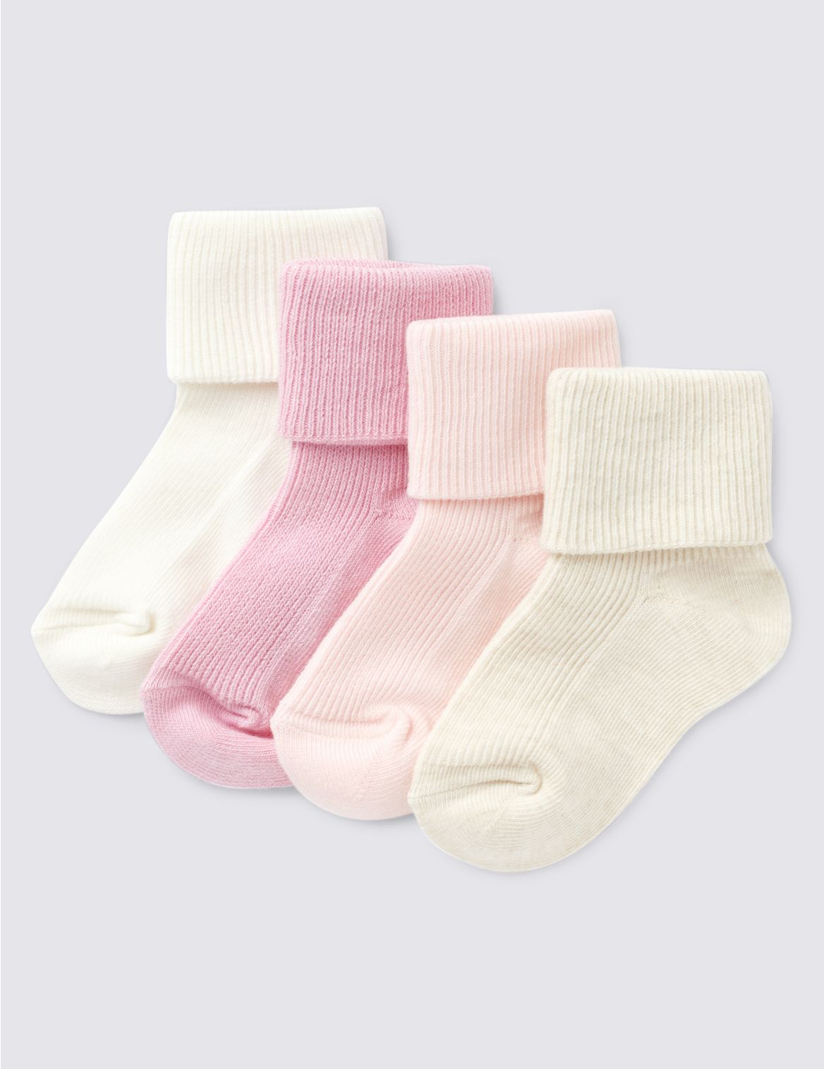 4 Pack of Baby Socks (0-24 Mths) pink