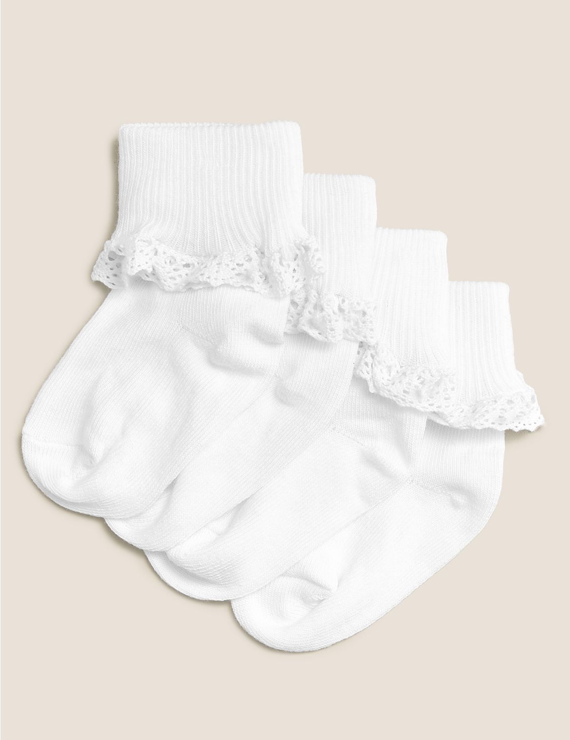 4pk of Frill Baby Socks (0-24 Mths) white