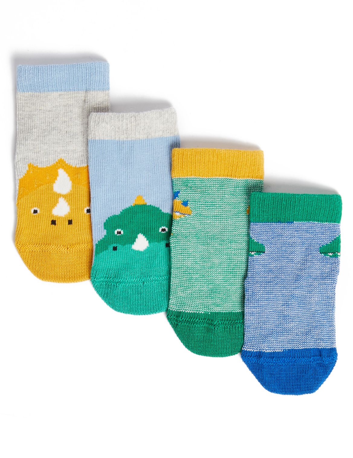 4pk Cotton Rich Dino Baby Socks (0-24 Mths) multi-coloured