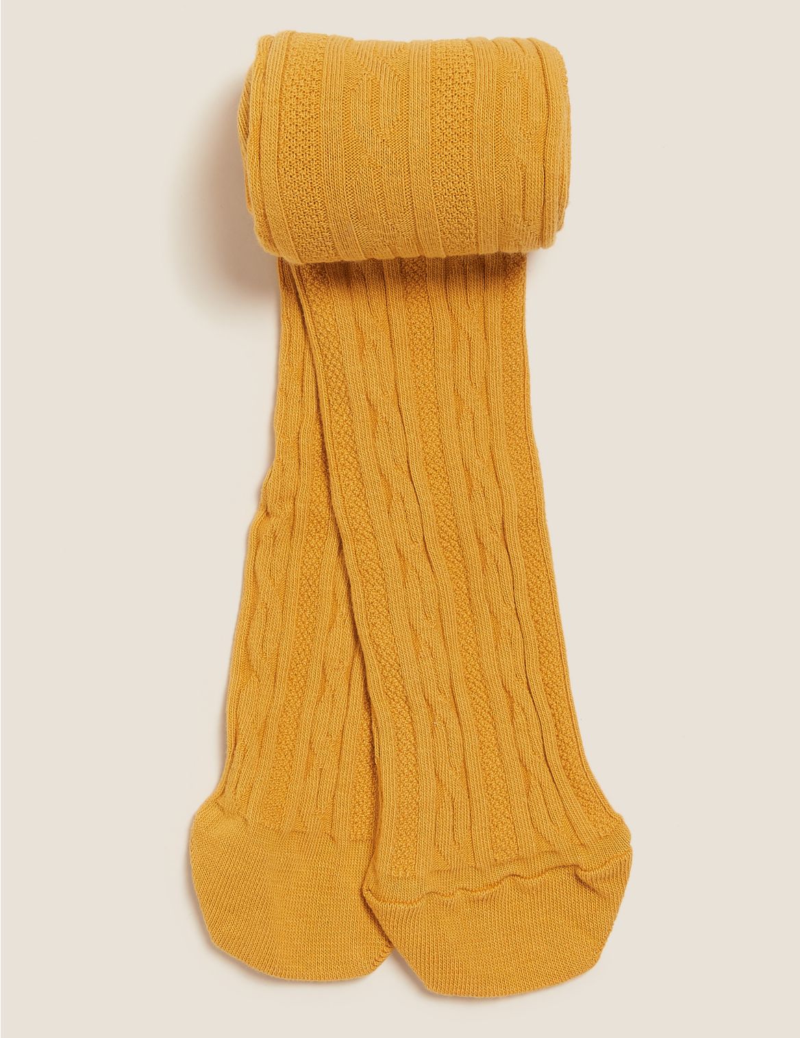 Cotton Cable Tights (2-14 Yrs) yellow