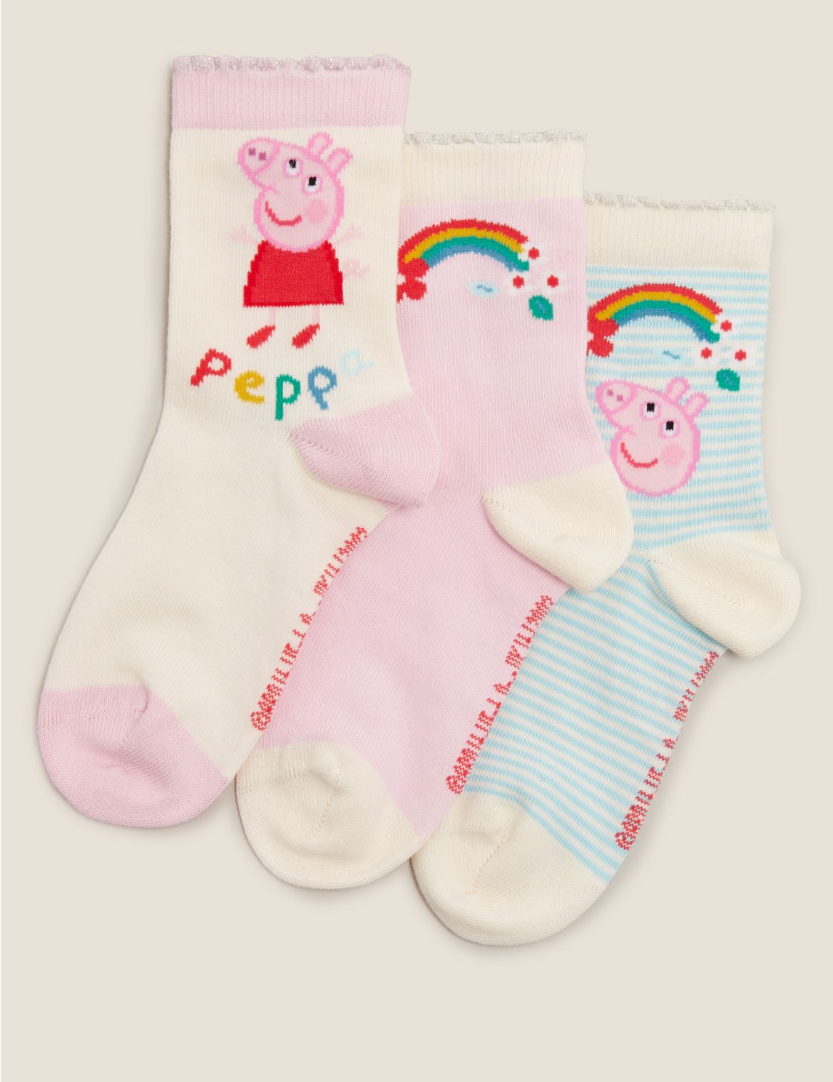 3pk Cotton Peppa Pig&trade; Socks pink