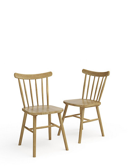 Marks And Spencer Set Of 2 Newark Spindle Dining Chairs - 1Size - Oak, Oak