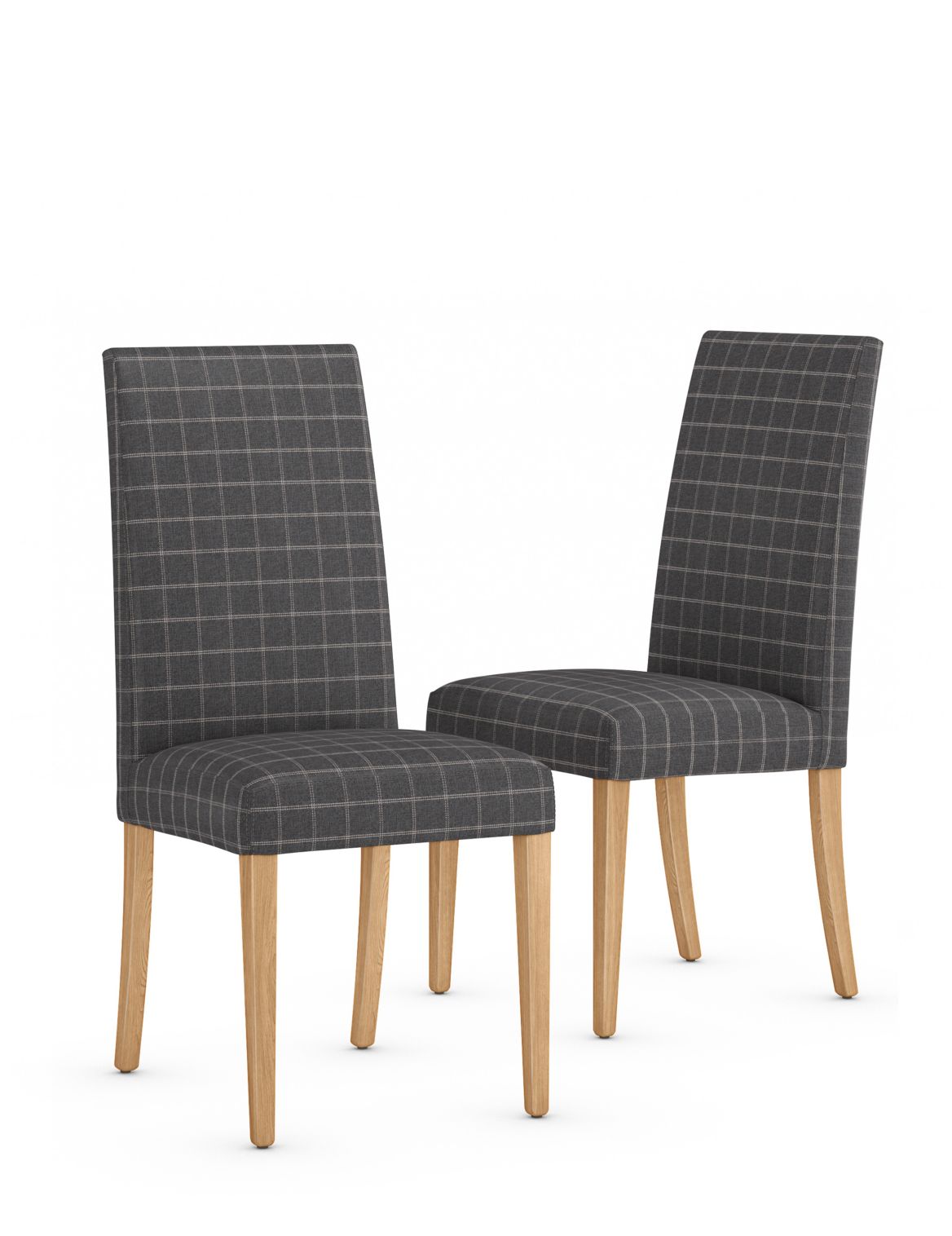 Set of 2 Alton Checked Fabric Dining Chairs grey