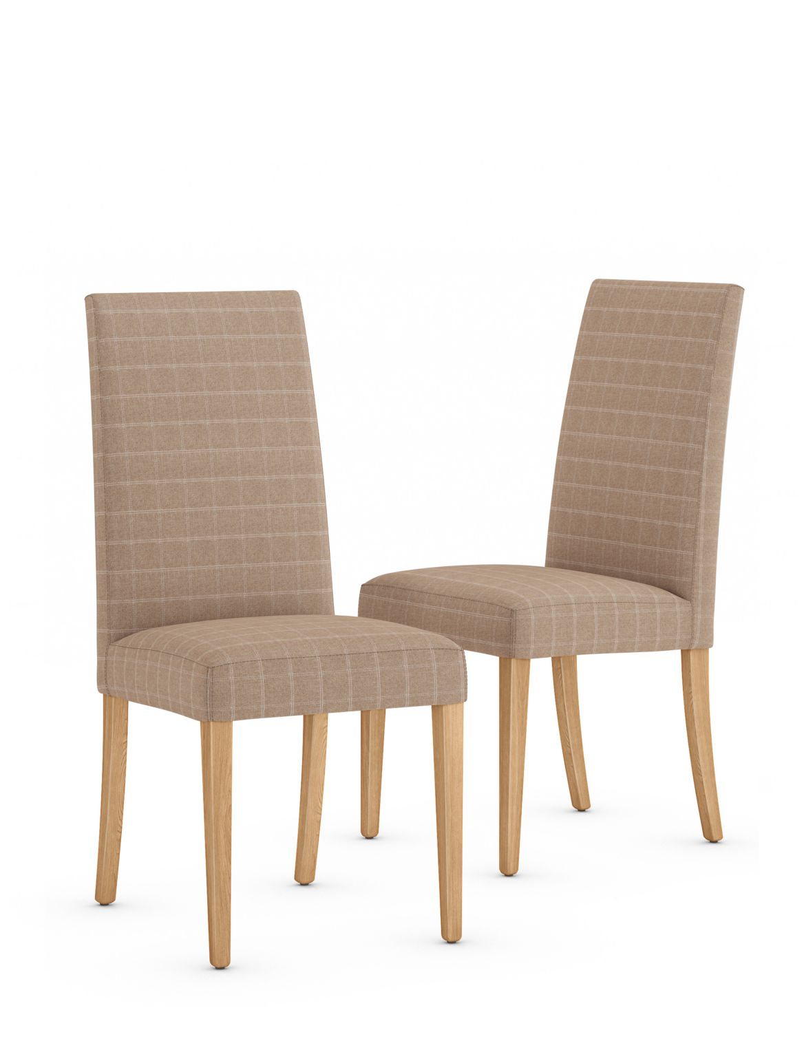 Set of 2 Alton Checked Fabric Dining Chairs beige