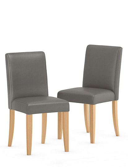Marks And Spencer Set Of 2 Milton Faux Leather Dining Chairs - 1Size - Grey, Grey