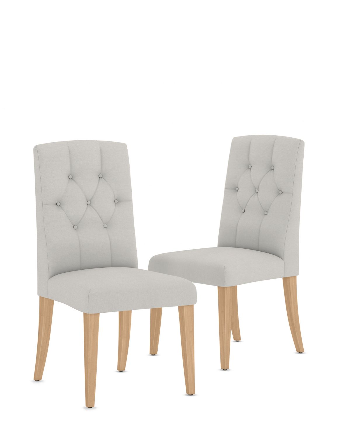 Set of 2 Button Back Dining Chairs beige