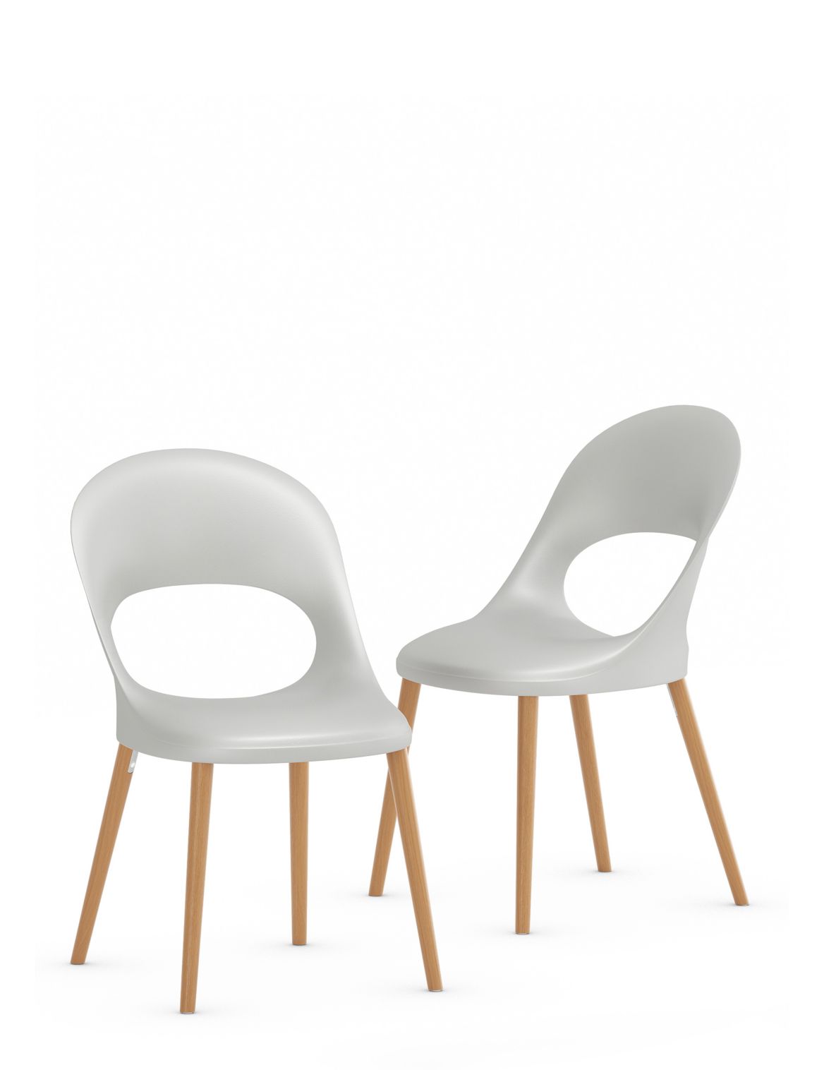 Set of 2 Curved Back Dining Chairs grey