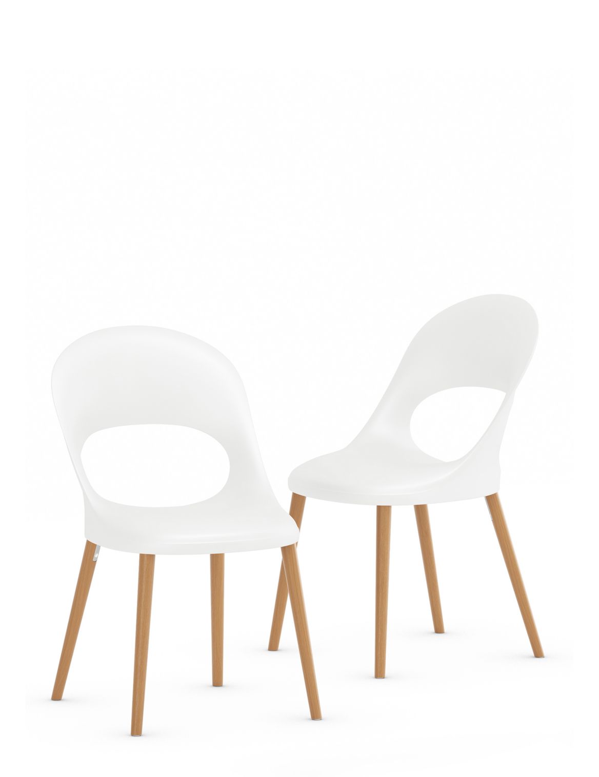 Set of 2 Curve Back Dining Chairs white