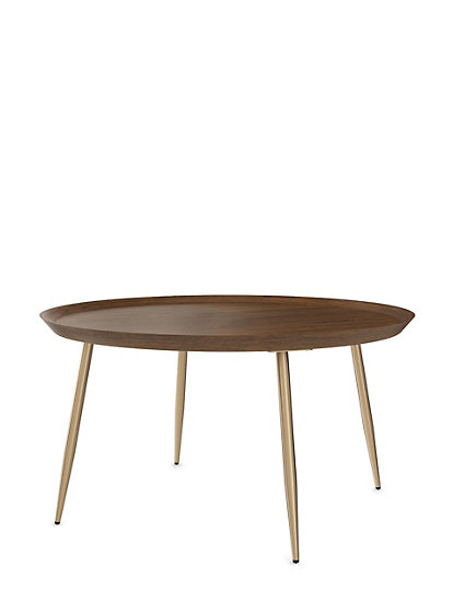 Marks And Spencer Round Mango Wood And Brass Coffee Table - 1Size - Light Natural, Light Natural