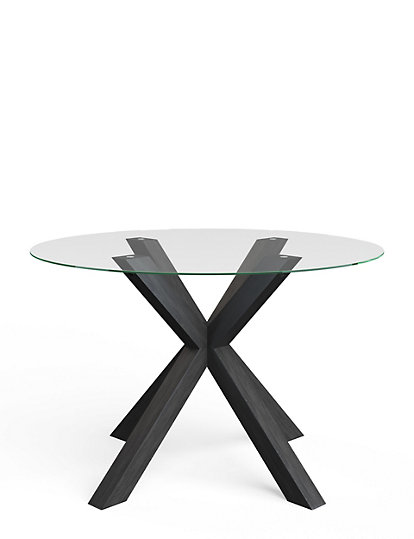 Marks And Spencer Colby Dark Round Glass 4 Seater Dining Table - 1Size - Black, Black