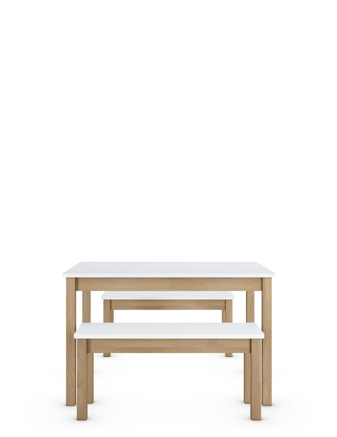 Dining Table with Benches white