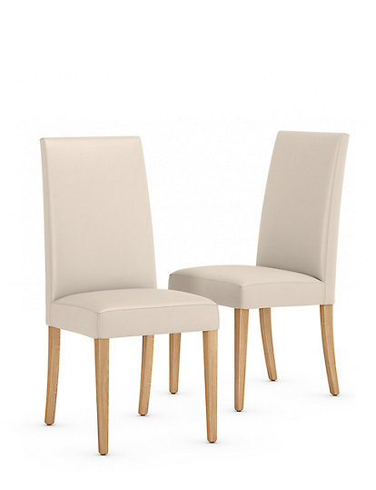Marks And Spencer Set Of 2 Alton Faux Leather Dining Chairs - 1Size - Soft White, Soft White