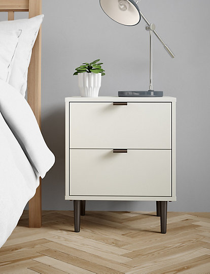 Marks And Spencer Quinn 2 Drawer Bedside Table - 1Size - Grey, Grey