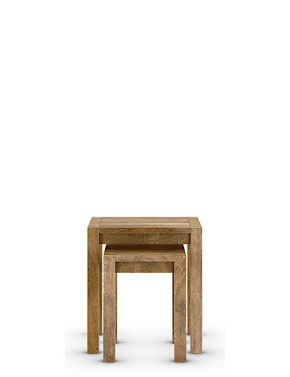 Marks And Spencer Groove Nest Of Tables - 1Size - Wood, Wood