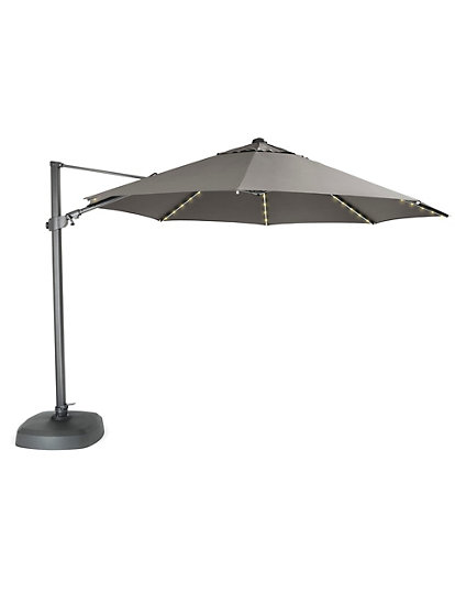 Kettler 3.5M Free Arm Parasol With Lights & Speaker - 1Size - Taupe, Taupe