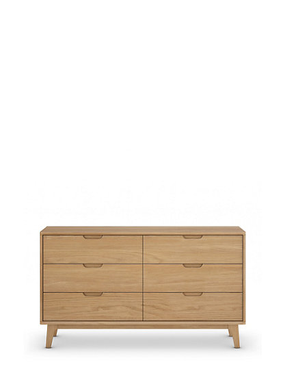 Marks And Spencer Nord Wide 6 Drawer Chest - 1Size - Oak, Oak