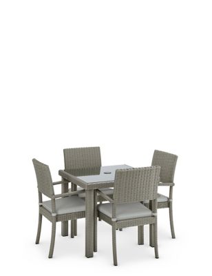 M&S Marlow Square 4 Seater Garden Table & Chairs - Grey, Grey