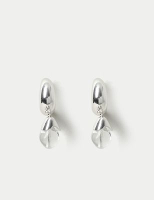 M&S Womens Silver Tone Acrylic Drop Earrings - Clear, Clear