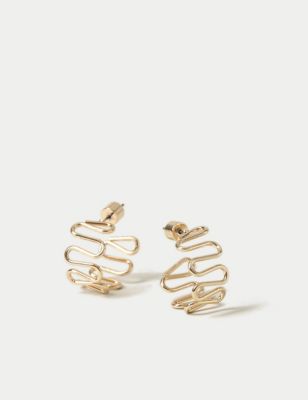 M&S Womens Gold Tone Wiggle Hoops, Gold