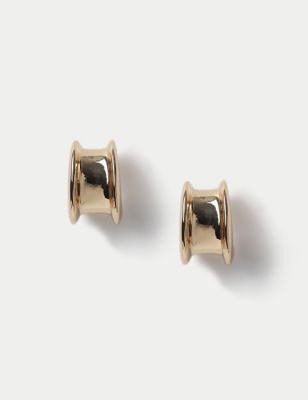 M&S Womens Gold Tone Barrel Hoop Earrings, Gold