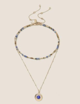 M&S Per Una Womens Beaded Multirow Necklace