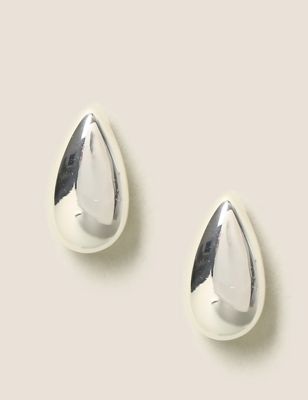 M&S Womens Silver Tone Teardrop Stud Earrings  Silver
