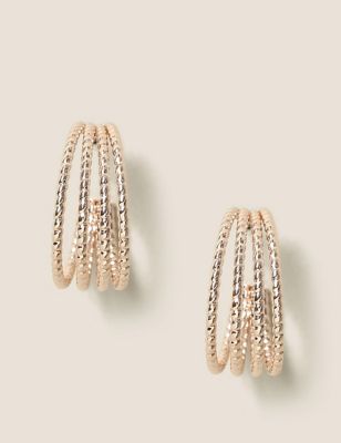 M&S Womens Gold Tone Hoop Earrings  Gold