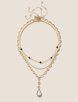M&S Womens Mixed Pearl Chain Necklace