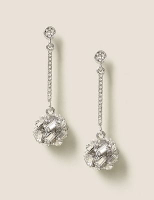 M&S Womens Rhinestone Oval Crystal Earrings