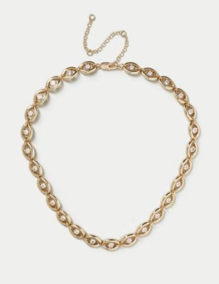 Womens Autograph Gold Link Chain with CZ, Gold