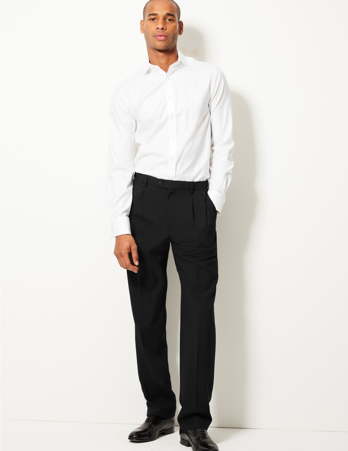 Regular Fit Twin Pleated Trousers black