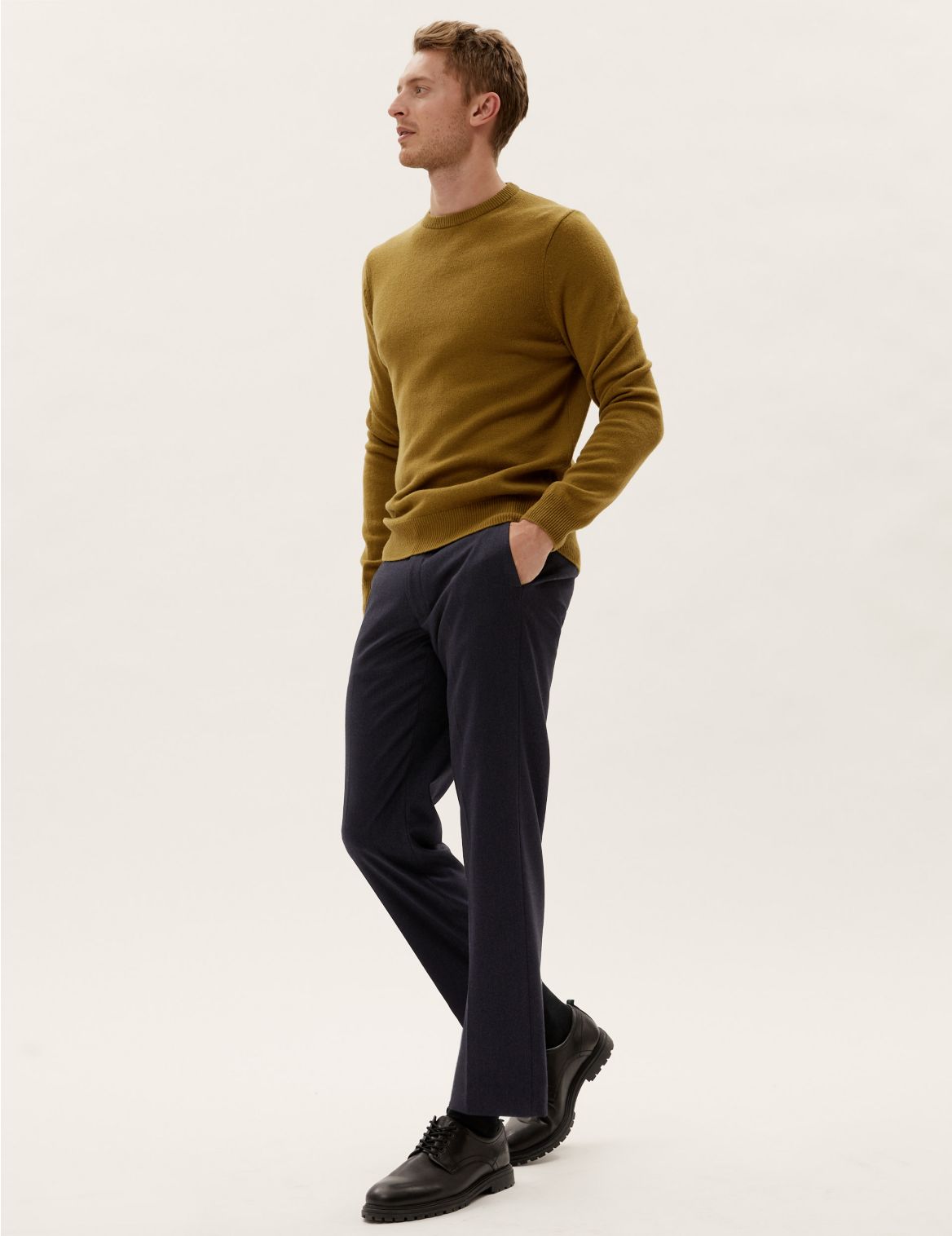 Regular Fit Twill Stretch Trousers navy