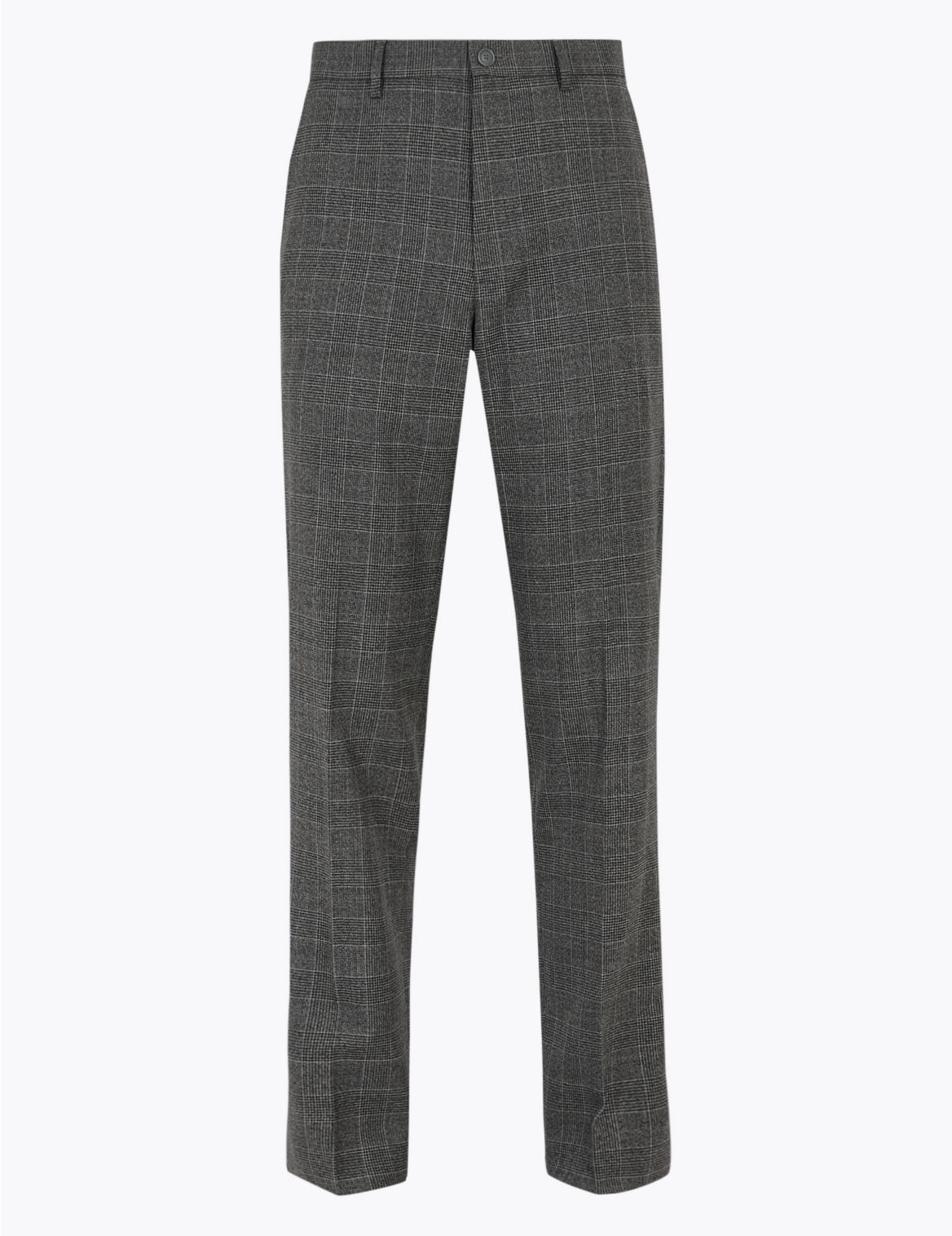 Regular Fit Wool Checked Trousers grey