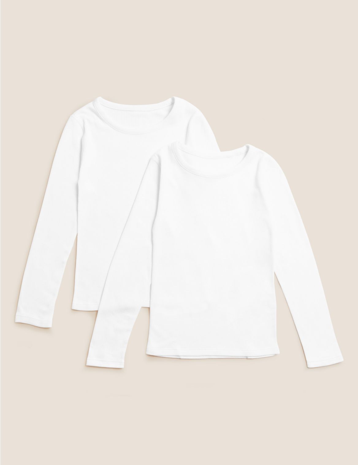 2pk Thermal Long Sleeve Vests (2-16 Yrs) white