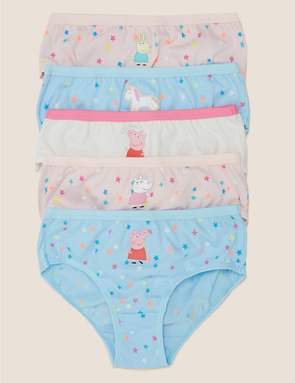 5pk Pure Cotton Peppa Pig&trade; Knickers (2-10 Yrs) pink