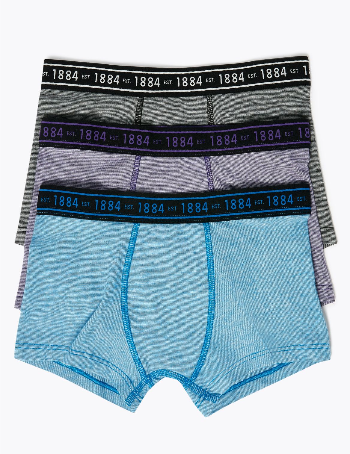 3pk Cotton with Stretch Trunks (6-16 Yrs) purple