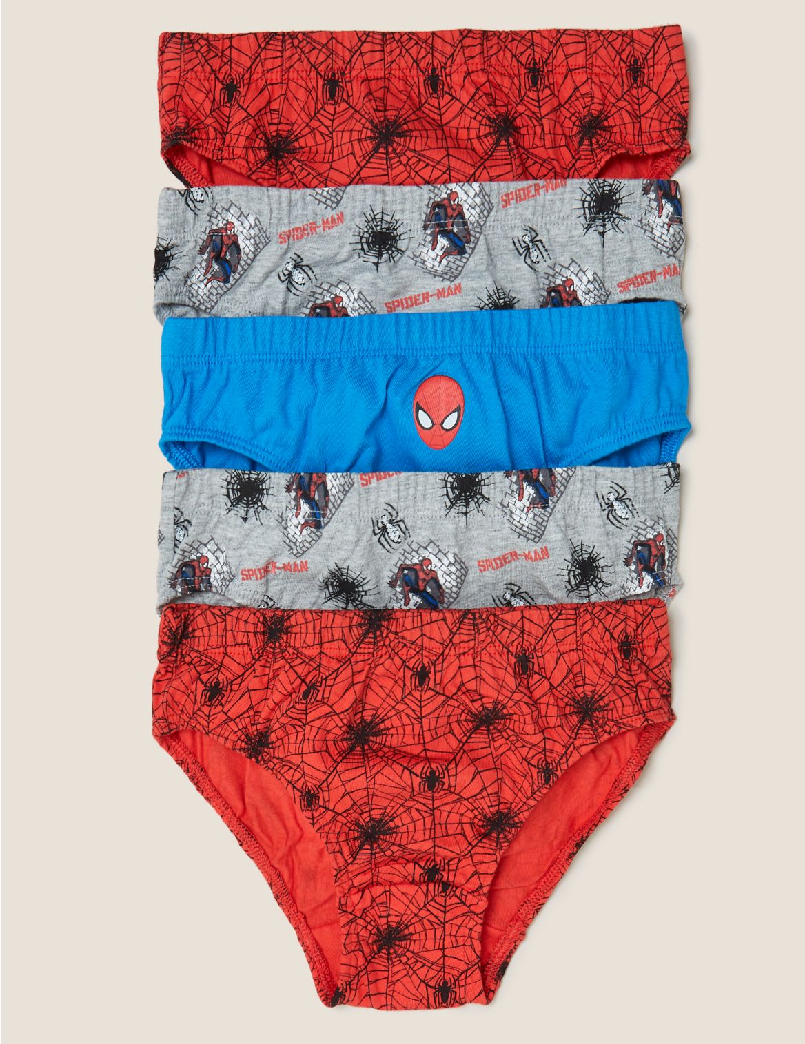 5pk Pure Cotton Spider-Man&trade; Briefs (2-8 Yrs) red