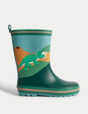 M&S Boys Dinosaur Wellies (4 Small - 2 Large) - 9 S - Green Mix, Green Mix